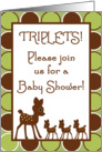 Forrest Woodland Animals Deer Mom TRIPLET Baby Deer Baby Shower Invitation card
