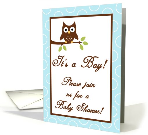 Forrest Woodland Animals Hoot Owl Boy Baby Shower Invitation card