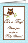 Forrest Woodland Animals Hoot Owl Boy Baby Shower Invitation card