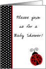 Red Lady Bug, Black and White Polka dot Boarder Baby Girl Shower Invitation card
