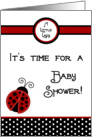 Red Lady Bug, Black and White Polka dot Boarder Baby Girl Shower Invitation card