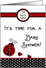 TWIN Red Lady Bug, Black and White Polka dot Boarder Girls Baby Shower Invitation card