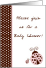 Girly Girl Pink Lady Bug, Brown and Pink Polka dot Boarder Baby Shower Invitation card