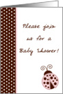 Girly Girl Pink Lady Bug, Brown and Pink Polka dot Boarder Baby Shower Invitation card