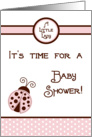 Girly Girl Pink Lady Bug, Brown and Pink Polka dot Boarder Baby Shower Invitation card