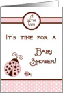 Girly Girl Pink Lady Bug, Brown and Pink Polka dot Boarder Baby Shower Invitation card