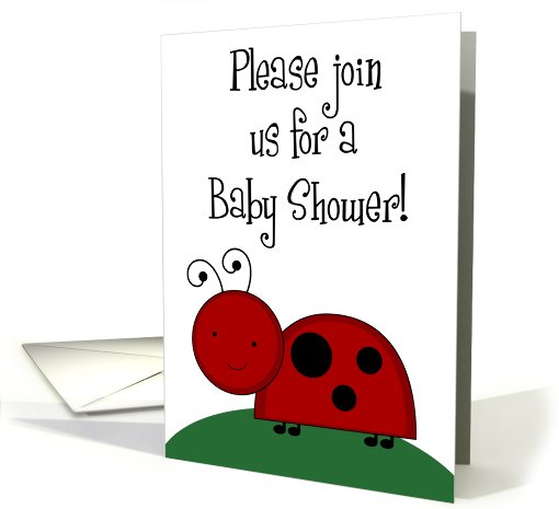 Red Lady Bug Spring Insect Black and Girl Baby Shower Invitation card