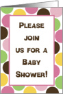 Pink Green Yellow and Brown Polka Dot Baby Shower Invitation card
