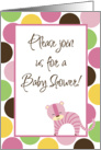 The Queen of the Jungle Pink Tiger Zoo Animals Polka Dot Girl Baby Shower Invitation card