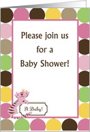 The Queen of the Jungle Pink Tiger Zoo Animals Polka Dot Girl Baby Shower Invitation card