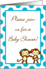 TWIN Jungle Gym Tropical Hawaiian Luau Baby Girl Monkey Baby Shower Invitation card