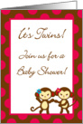 TWIN Jungle Gym Tropical Hawaiian Luau Baby Girl Monkey Baby Shower Invitation card