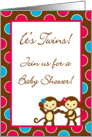 TWIN Jungle Gym Tropical Hawaiian Luau Baby Girl Monkey Baby Shower Invitation card
