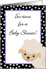 Farm Animal Sheep Purple Polka Dot Girl Baby Shower Invitation card