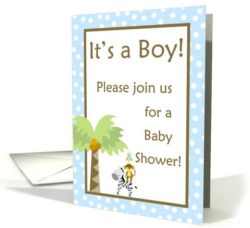 Boy Blue & Brown Safari Jungle Zebra Monkey Bird Polka Dot... (755520)