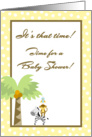 Gender Neutral Yellow & Brown Zebra Monkey Bird Polka Dot Baby Shower Invitation card