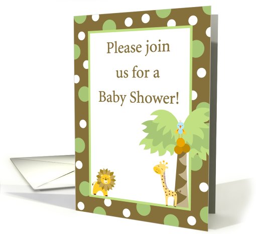 Gender Neutral Green, Brown Jungle Lion Giraffe Bird Polka... (759624)