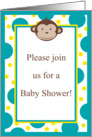 Modern Mod Monkey Safari Jungle Zoo Animal Monkey Polka Dot Baby Shower Invitation card