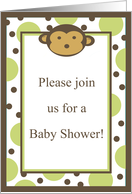 Modern Mod Monkey Safari Jungle Zoo Animal Monkey Polka Dot Baby Shower Invitation card