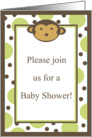 Modern Mod Monkey Safari Jungle Zoo Animal Monkey Polka Dot Baby Shower Invitation card