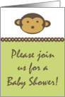 Gender Neutral Green Modern Monkey Jungle Monkey Polka Dot Baby Shower Invitation card