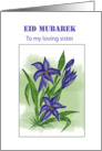 Eid Mubarek With Blue Lily To Sister card