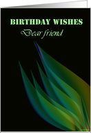 Green Leaves On Black Background....Birthday Wishes To Friend card