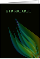 Green Leaves On Black Background.... Eid Mubarek card
