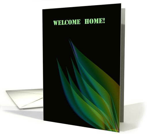 Green Leaves On Black Background....Welcome Home
 card (813933)