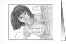 Can’t Wait To See You - Girl Behind Tree Pencil Drawing card