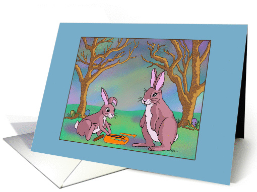 Easter Card For Kids - Easter Bunnies Busy With Play Dough card