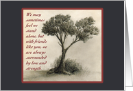 Sympathy Thank You Friend - Tree Drawing Card