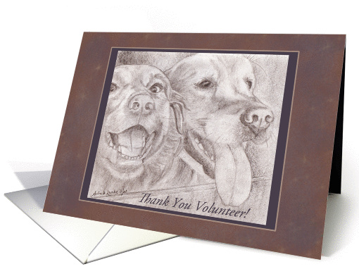 Thank You Animal Rescue Shelter Volunteer - Dog Buddies Drawing card