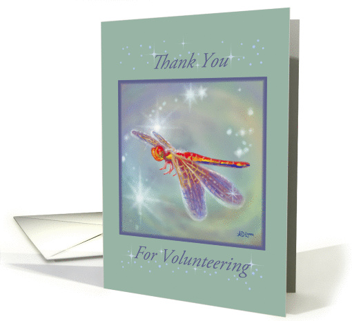 Volunteer Thank You - Glowing Dragonfly card (926139)