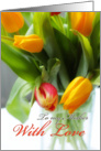 To my morher with love, yellow tulips in a vase, photography card