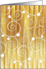 White swirsl with stars on golden background card