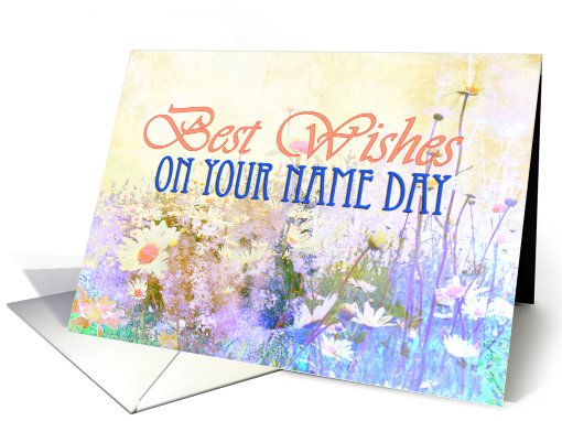 Best wishes name day, meadow of daisies card (736304)