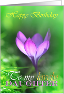 Happy Birthday to my daughter, violet crocus close up card