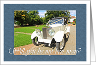 Best man request, wedding cabriolet design card