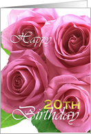 Happy 20th birthday, beautiful pink roses card