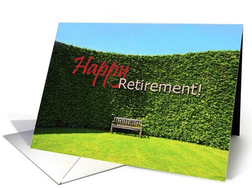 Hapy retirement congratulations, bench against hedge card (737628)