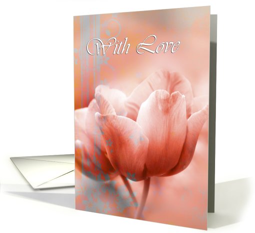 Beautiful white tulip in red, with love card (738507)