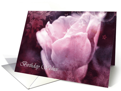 Vintage, pink tulip design, birthday whishes, general card (738516)