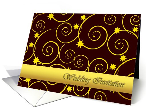 Elegant, golden and black wedding invitation card (743333)