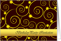 Elegant, golden and black birthday party invitation card