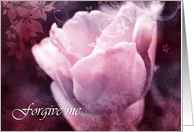 Forgive me, pink tulips in purple, vintage design card