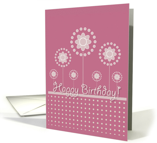 Happy birthday, general, grey flowers design on purple card (743399)