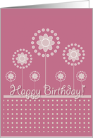 Happy birthday, general, grey flowers design on purple card
