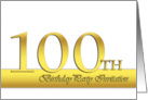 100th birthday Party invitation, elegant golden design on white card