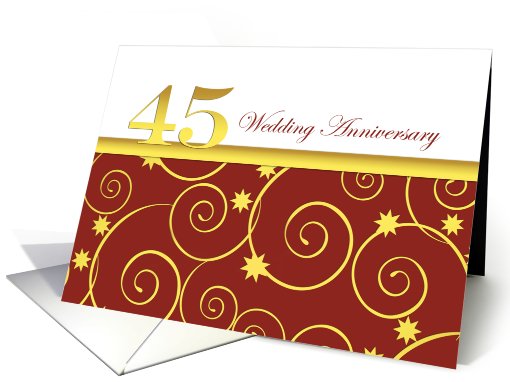 45th wedding anniversary invitation, elegant golden swirls... (743409)